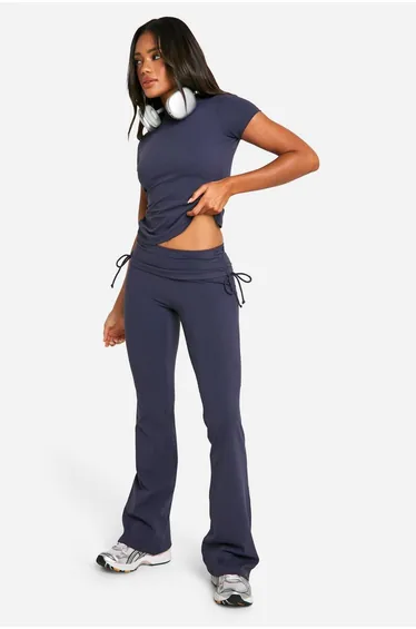 Dsgn Studio Supersoft Sculpt Ruched Side Flared Legging - midnight