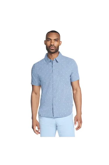 Skechers Mens Go Walk Air Printed Short-Sleeved Shirt - Denim