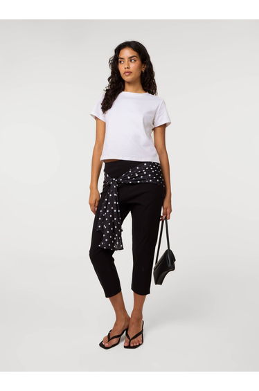 Mesh Polka Dot Tie Capri Trousers