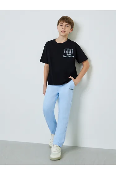 Teen Boys Text Print Cuffed Joggers
