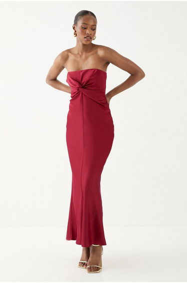 Knot Detail Detachable Strap Bridesmaid Dress