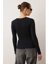 Blouse - Black - Slim fit - 3
