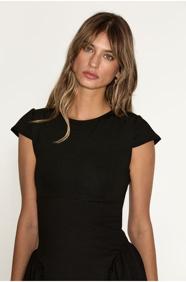GRIMELANGE ELQUI Women's Short Sleeve Flared Mini Black Dress product thumbnail 4