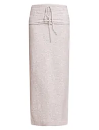 Light Grey Rib Soft Knit Fold over Maxi skirt - 4