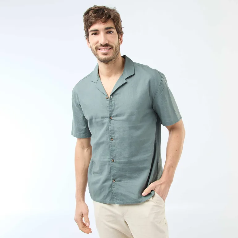 Linen Blend Shirt GREEN - 4