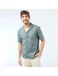 Linen Blend Shirt GREEN - 4