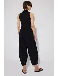 GABARDINE BALLOON PANTS WITH ELASTIC WAISTBAND - 4