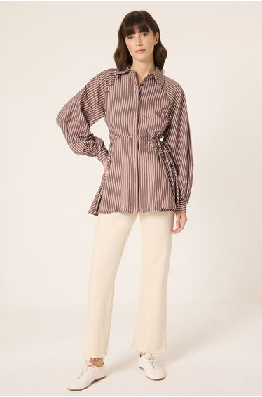 STRIPED PEPLUM SHIRT