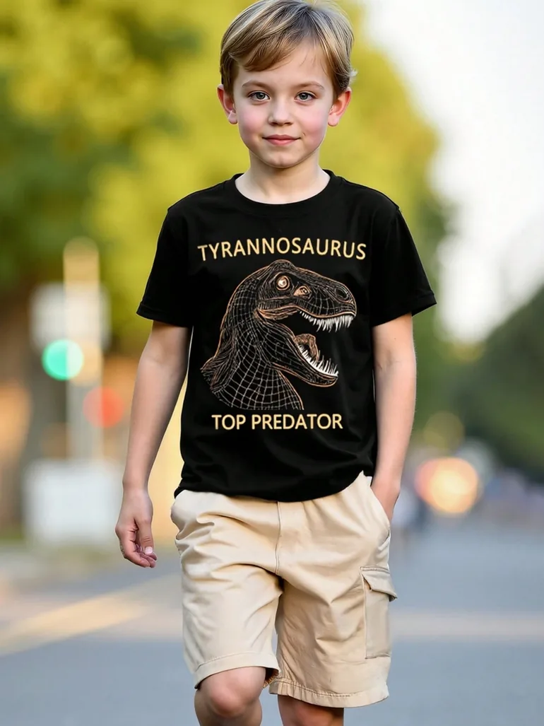Boys Dinosaur Graphic Print T-Shirt and Shorts Set - 4