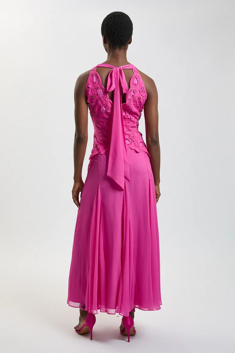 Bead Detail Halterneck Maxi Dress - 1