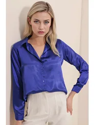 BDART Satin Long Sleeve Shirt with Button Closure - 3