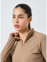 Half Zip Up Hidden Zipper Long Sleeves Top - 3