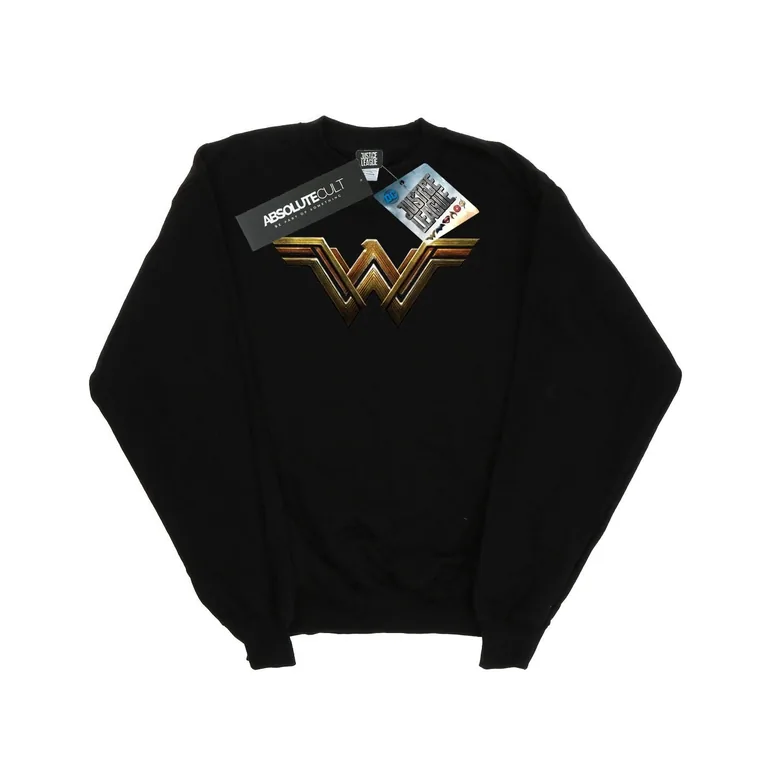 DC Comics Girls Justice League Movie Wonder Woman Emblem Sweatshirt - Black