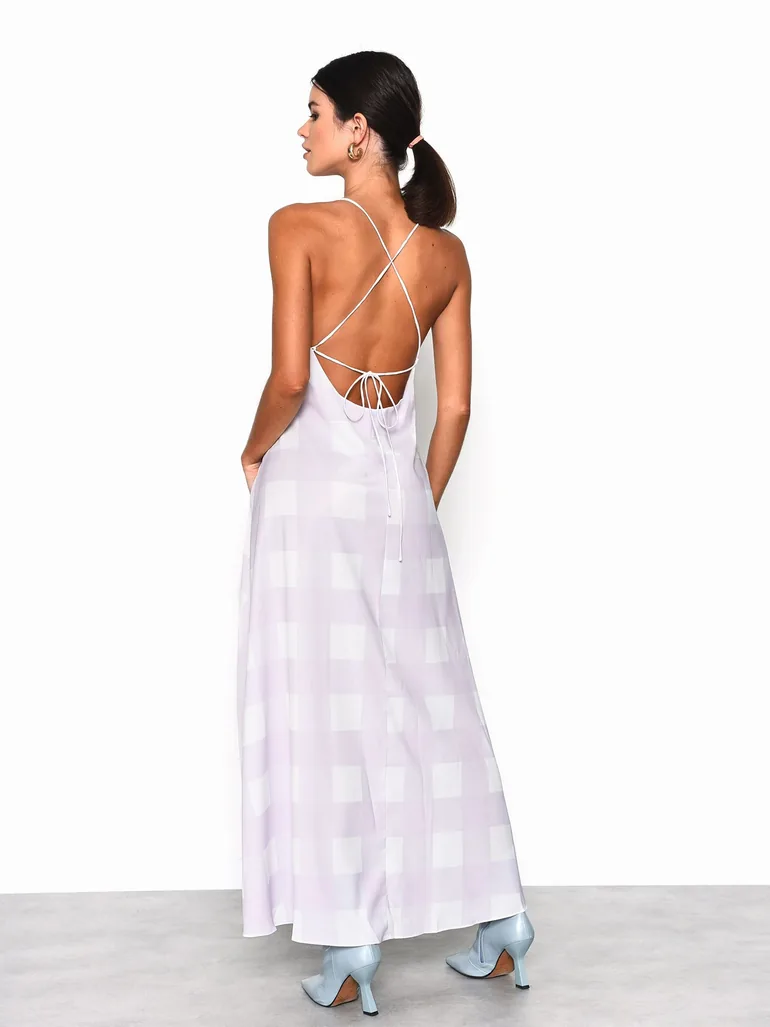 Glamorous Lilac Checkerboard Print Midi Dress - 1