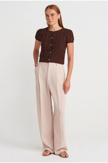 Dilvin Women's Cropped Jacquard Button Cardigan