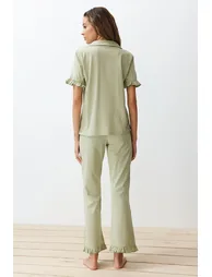 Mint 100% Cotton Ruffle Detail Knitted Pajamas Set - 1