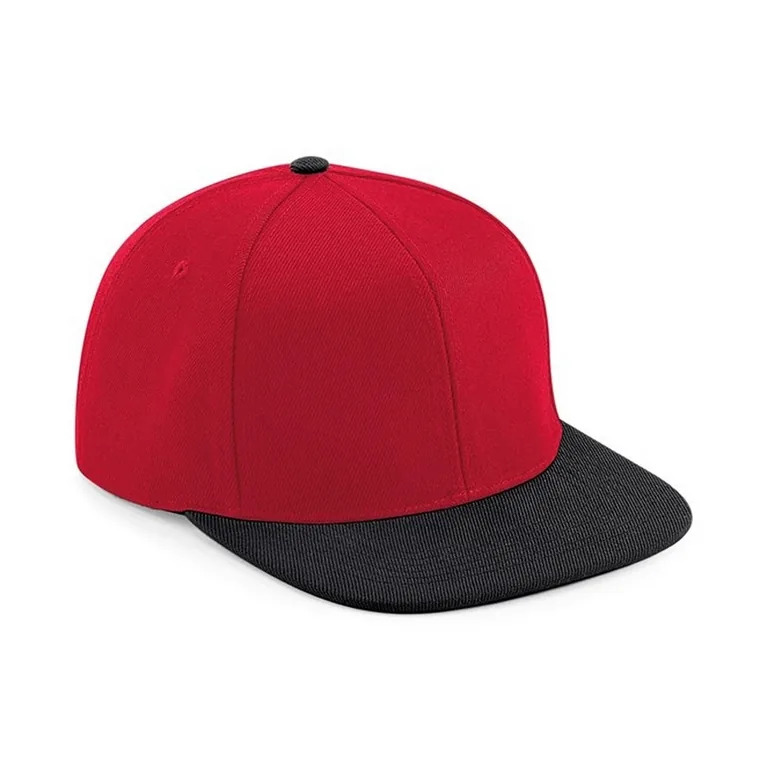 Beechfield 6 Panel Snapback Cap - Red/Black