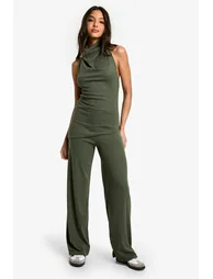 Brushed rib cowl neck top co ord