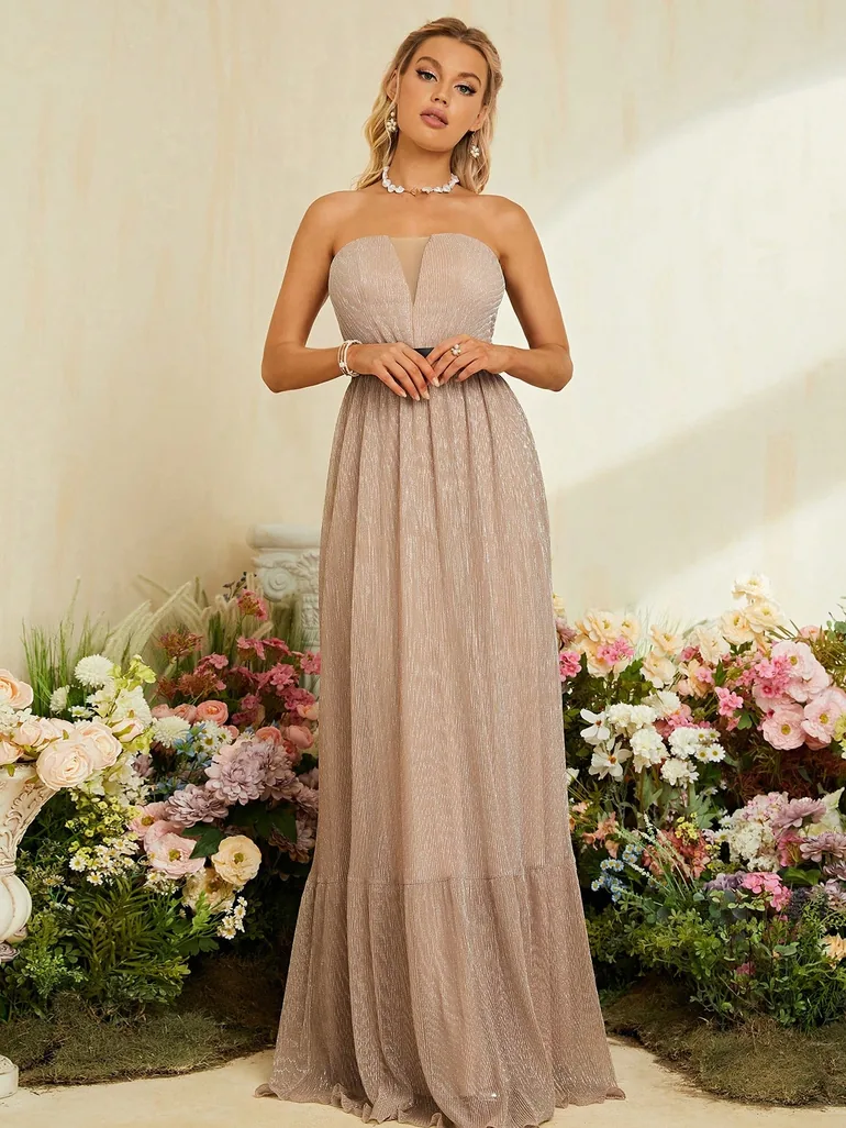 Leely Elegant Strapless Sleeveless Evening Gown - 5