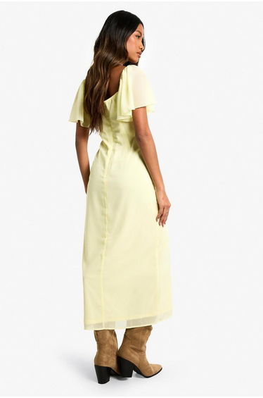 Angel Sleeve Chiffon Midaxi Dress - lemon product thumbnail 2