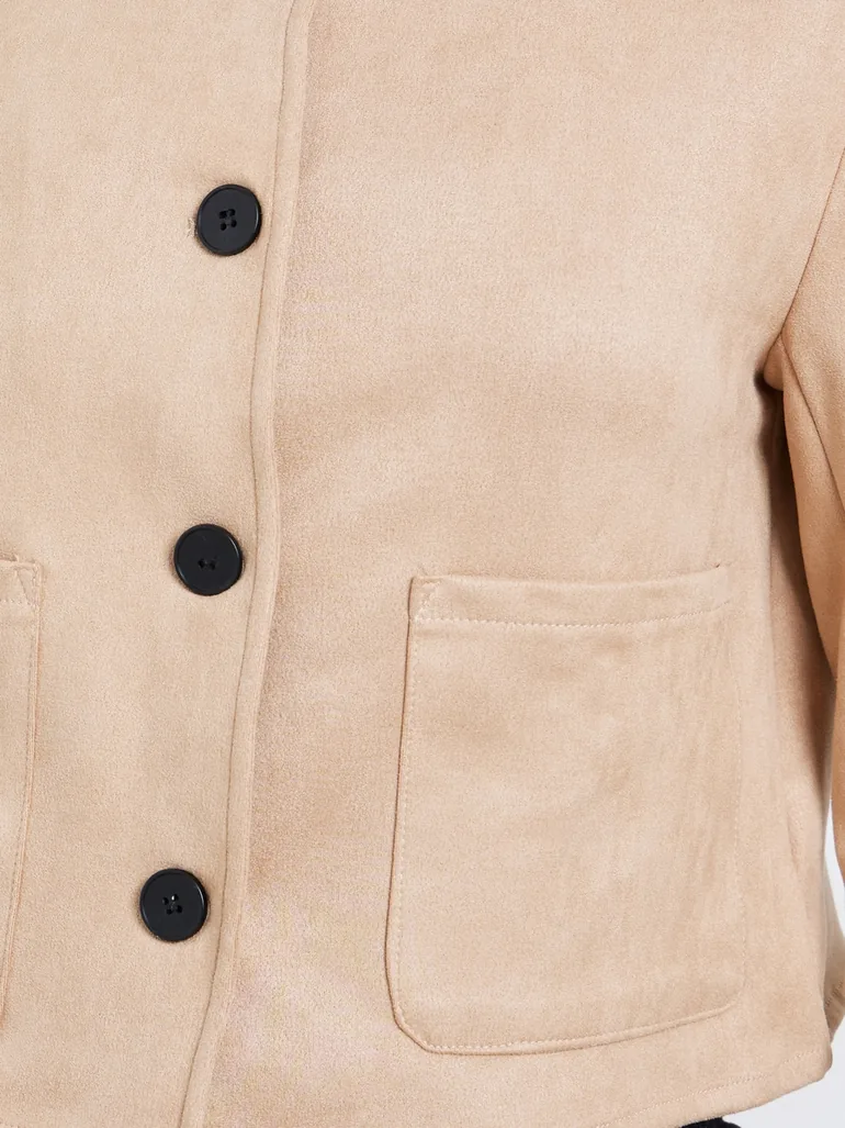 Beige Button-Front Jacket - 2