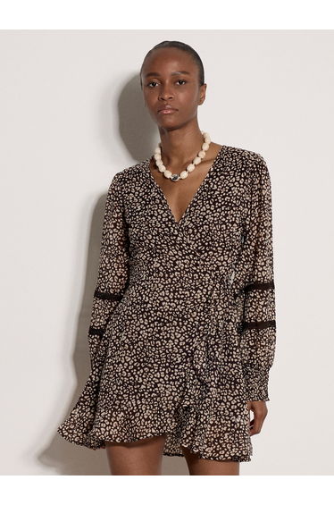 Leopard Print Chiffon Wrap Mini Dress product thumbnail 2