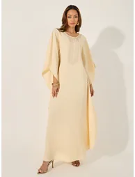 Embellished Round Neck Loose Fit Kaftan