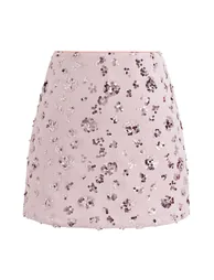 Abundant Charm Sequins Tweed Mini Bud Skirt in Light Pink - 1