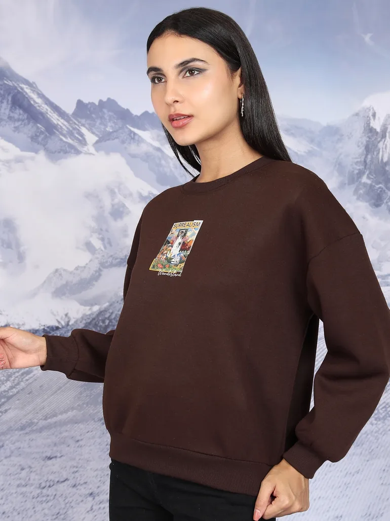 Graphic Print Oversized Sweatshirt - 4