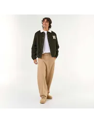 Corduroy jacket with sherpa-effect collar GREEN
