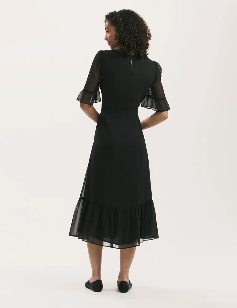 Jennifer Short Sleeve Chiffon Midi Dress - 2