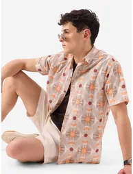 Men Pink Celestial Print Shirt - 1