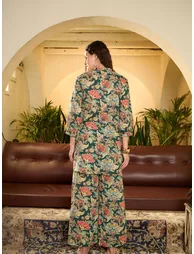 Floral Print Pure Cotton Top with Palazzo Co-Ords - 1