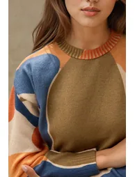Jacquard Knit Crew Neck Sweater - 2