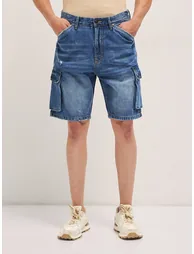 Men Cotton Baggy Fit Denim Shorts - 3