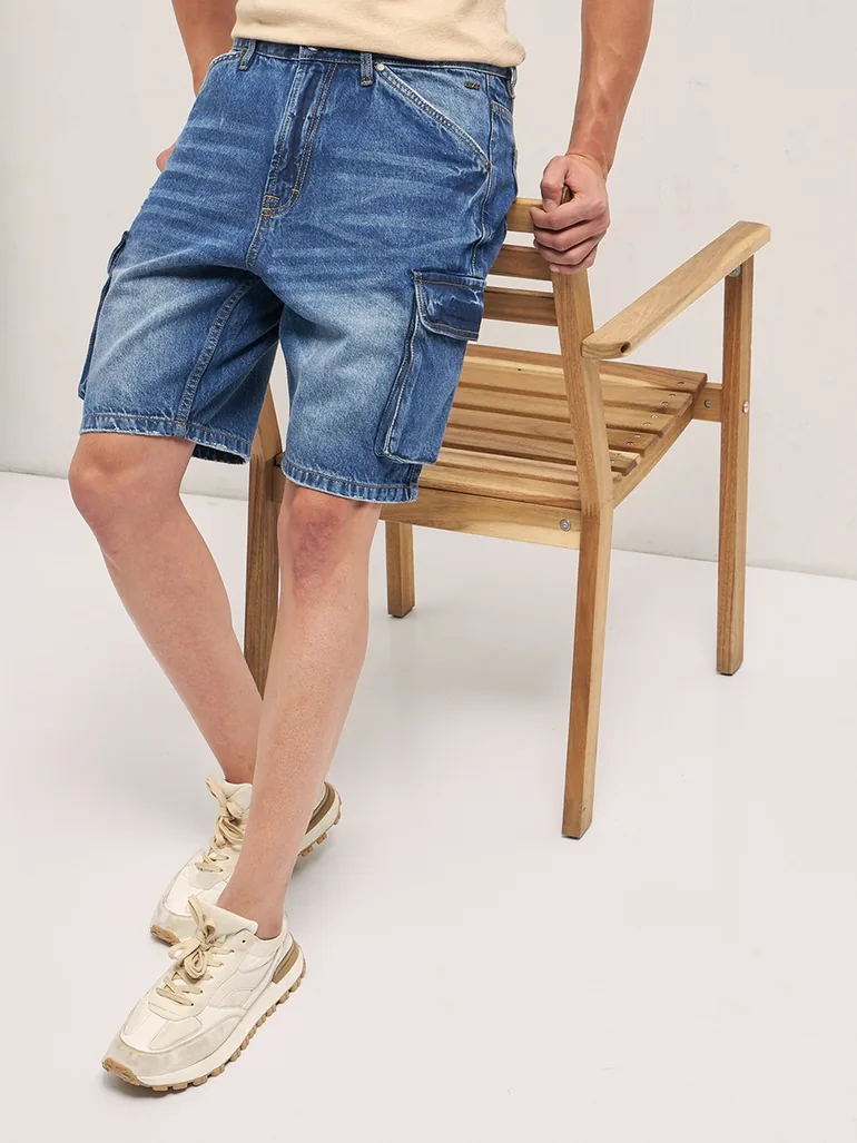 Men Cotton Baggy Fit Denim Shorts - 5