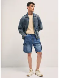 Men Cotton Baggy Fit Denim Shorts