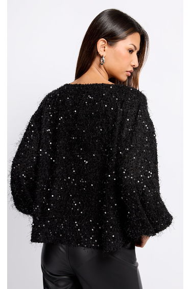 Black Sequin Fringe Top by Vogue Williams product thumbnail 4