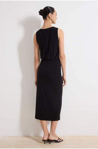 Black Bodycon Sleeveless Midi Stretchy Knitted Dress product thumbnail 4