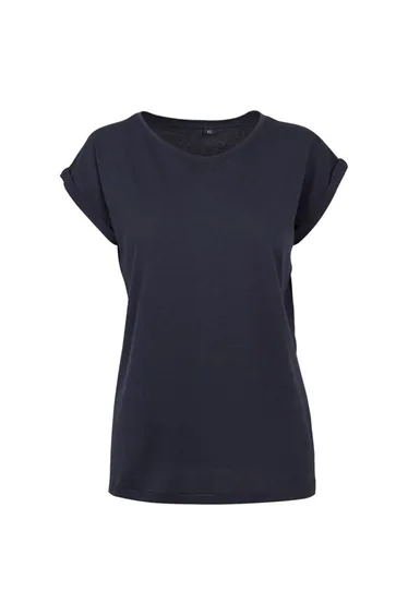 Womens/Ladies Extended Shoulder T-Shirt - Navy