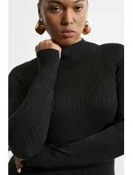 Plus Size Viscose Blend Popper Detail Split Knit Midi Dress - 1