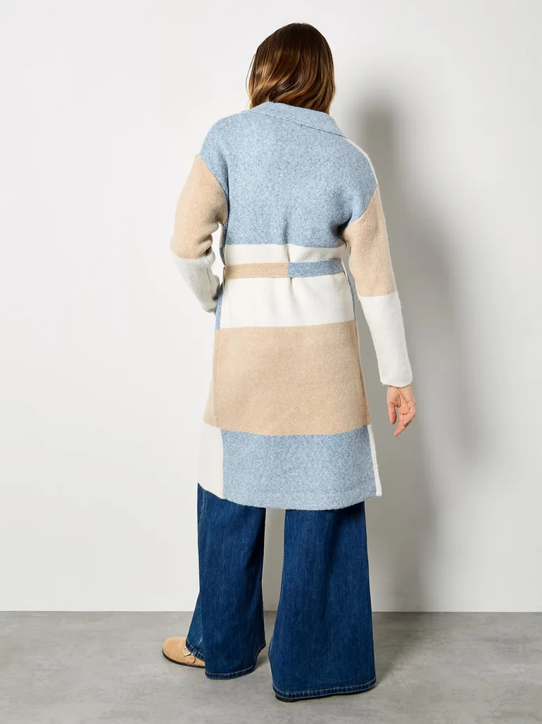 Colour Block Belted Coatigan - 2