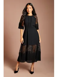 Petite Lace Insert Midi Dress