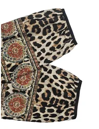 Split-Joint Printed Pockets Leopard Contrast Color Buttoned Puff Sleeves Long Sleeves Stand Collar Maxi Dresses - 6