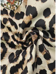 Split-Joint Printed Pockets Leopard Contrast Color Buttoned Puff Sleeves Long Sleeves Stand Collar Maxi Dresses - 5