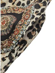 Split-Joint Printed Pockets Leopard Contrast Color Buttoned Puff Sleeves Long Sleeves Stand Collar Maxi Dresses - 9
