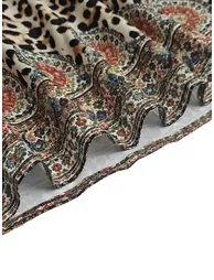 Split-Joint Printed Pockets Leopard Contrast Color Buttoned Puff Sleeves Long Sleeves Stand Collar Maxi Dresses - 8