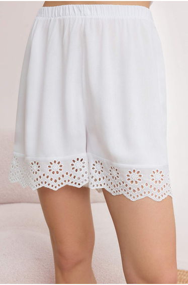 White Scallop Detailed Viscose Woven Pajama Set product thumbnail 4
