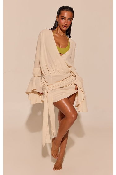 Cream Chiffon Exaggerated Sleeve Mini Dress product thumbnail 3