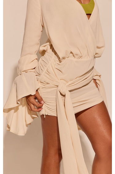 Cream Chiffon Exaggerated Sleeve Mini Dress product thumbnail 4